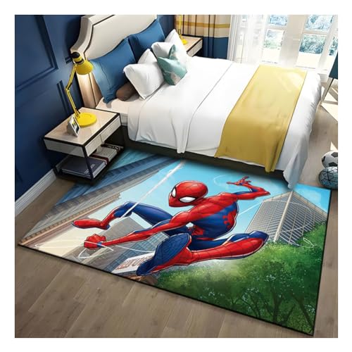 KUentz 3D-Druck Cartoon Teppich Spiderman Schlafzimmer Nachttür Matte Wohnzimmer Teppich Schlafzimmer modern Große Fläche Teppiche Wohnzimmer Dekor (Color : B, Größe : 60x90cm) von KUentz