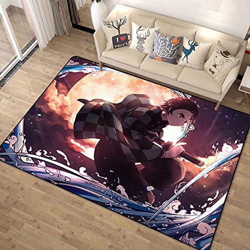KUentz Anime Demon Slayer Teppich Für Wohnzimmer, Wohnkultur rutschfeste Teppiche 3D Muster, Bodendekoration Schlafzimmer Badezimmer Teppiche Teppich, 80x120cm(32x48in) von KUentz