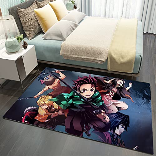 KUentz Anime Teppich Für Wohnzimmer, Demon Slayer Cartoon rutschfeste Fußmatte Home Bodendekoration Schlafzimmer Badezimmer Teppiche Teppich, 80x120Cm von KUentz