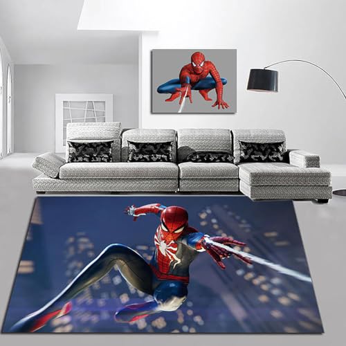 KUentz Langer Teppich Schlafzimmer, Teppich Spiderman Kinderzimmer Bodenmatte Schlafzimmer Nicht -Schlupf -Teppich Dekoration, Bodendekoration Schlafzimmer Badezimmer Teppiche Teppich, 80x120cm von KUentz