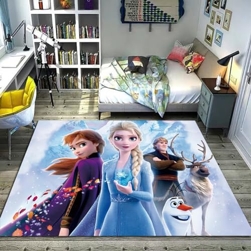 KUentz Teppiche Teppich Cartoon Anime Frozen Princess Teppich Wohnzimmer Schlafzimmer Kinderzimmer Bett Bodenmatte Computer Stuhl Matte Bereich Teppich, Größe : 100X160 Cm/39.3X62.9 Inch von KUentz