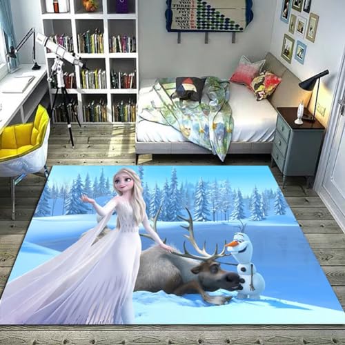 KUentz Teppiche Teppich Cartoon Anime Frozen Princess Teppich Wohnzimmer Schlafzimmer Kinderzimmer Bett Bodenmatte Computer Stuhl Matte Bereich Teppich, Größe : 100X160 Cm/39.3X62.9 Inch von KUentz