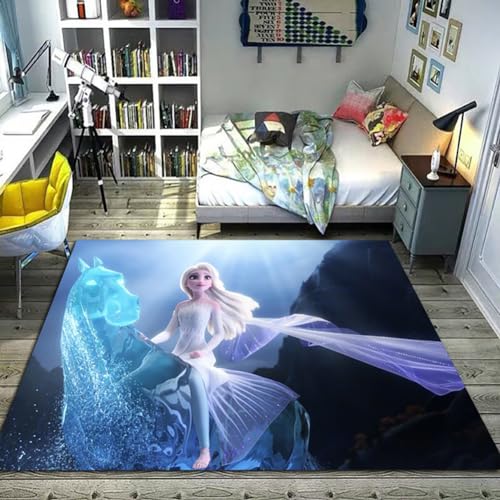 KUentz Teppiche Teppich Cartoon Anime Frozen Princess Teppich Wohnzimmer Schlafzimmer Kinderzimmer Bett Bodenmatte Computer Stuhl Matte Bereich Teppich, Größe : 100X160 Cm/39.3X62.9 Inch von KUentz
