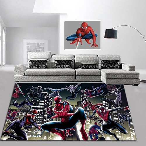 KUentz Teppiche Teppich Cartoon Anime Spiderman Teppich Wohnzimmer Schlafzimmer Kinderzimmer Bett Bodenmatte Computer Stuhl Matte Bereich Teppich, 80x120 Cm/31.4x47.2 In von KUentz