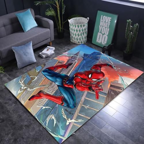 KUentz Teppiche Teppich Cartoon Anime Spiderman Teppich Wohnzimmer Schlafzimmer Kinderzimmer Bett Bodenmatte Computer Stuhl Matte Bereich Teppich für Wohnzimmer, Schlafzimmer, Fußmatte, 80x120cm von KUentz