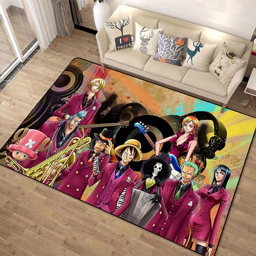 Kinderzimmer Teppich, One Piece Anime Teppich Wohnzimmer Schlafzimmer Kinder Nachttisch Kinderzimmer Bodenmatte Schlafzimmer Nicht -Schlupf -Teppich Dekoration, 80x120cm von KUentz