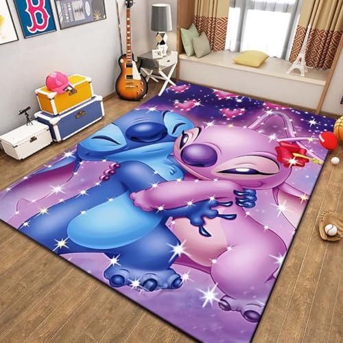 Teppich Großes Kinder 3D-Vorleger Teppichboden Anime Matte Kinder Schlafzimmer Fußmatte rutschfeste Matte Wohnzimmer Stitch Undere Teppiche Wohnkultur, 80x120cm von KUentz