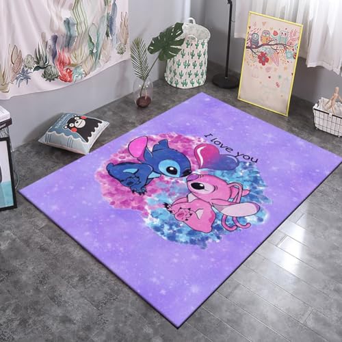 Teppich Großes Kinder 3D-Vorleger Teppichboden Anime Matte Kinder Schlafzimmer Fußmatte rutschfeste Matte Wohnzimmer Stitch Undere Teppiche Wohnkultur, 80x120cm von KUentz