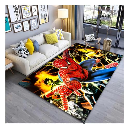 Teppich Kinder 3D-Vorleger Cartoon Moderne Wohnzimmer Schlafzimmer Hauptdekoration Spiderman Teppichboden-Pad Kinderzimmer Anti-Rutsch-Spiel-Matte (Color : D, Size : 120 * 160cm) von KUentz