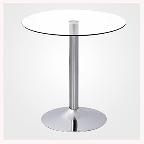 KUviez Bistro Table Round Glass Top Pedestal Table Glass Kitchen Dining Table 60/70/80cm Modern Circular 2-4 Seater Breakfast Bistro Table Chrome Base(Size:80cm,Color:Transparent) von KUviez
