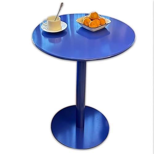 Bistrotisch, Blauer Beistelltisch, runder Cocktail-Bartisch, Küchen-Esstisch, hoher Pub-Bistrotisch mit Metallsockel, hoher Beistelltisch für Wohnzimmer, Schlafzimmer (Größe: 40 x 40 x 72 cm von KUviez