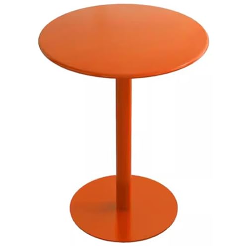 Bistrotisch, Metall-Cocktail-Bistrotisch, Ecktisch/Beistelltisch, Kleiner runder Couchtisch (Farbe: Orange, Größe: Durchmesser 50 x 73 cm) von KUviez