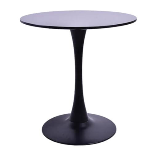 Bistrotisch, moderner runder Esstisch, Tulpenmilch-Teeladen-Esstisch, MDF-Tischplatte, Metallsockel, Tulpen-Design, Küchencafé-Tische (Größe: 70 cm, Farbe: Schwarz) von KUviez