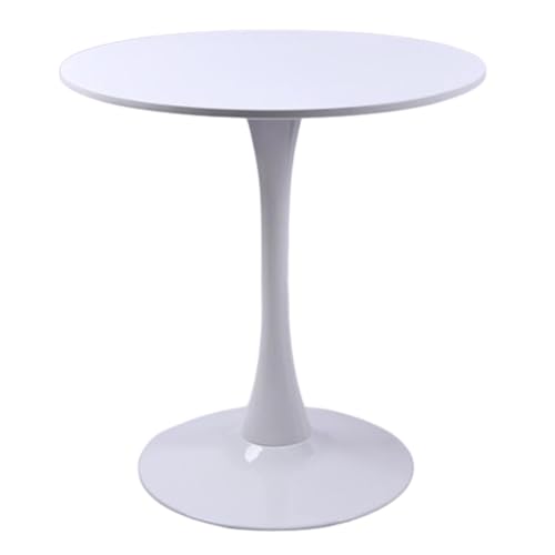 KUviez Bistrotisch, moderner runder Esstisch, Tulpenmilch-Teeladen-Esstisch, MDF-Tischplatte, Metallsockel, Tulpen-Design, Küchencafé-Tische (Größe: 70 cm, Farbe: Weiß) von KUviez