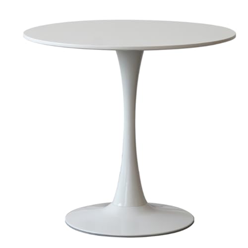 Bistrotisch, moderner runder Esstisch, moderner Milchteeladen-Couchtisch, weiße Tischplatte, kleine Küche, Esszimmer, Freizeittisch (Größe: 60 x 60 x 73 cm) von KUviez