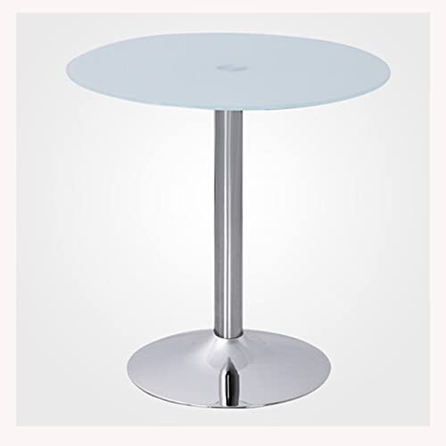 KUviez Bistrotisch, runder Sockeltisch mit Glasplatte, Küchen-Esstisch aus Glas, 60/70/80 cm, moderner runder 2-4-Sitzer-Frühstücks-Bistrotisch mit Chromsockel (Größe: 70 cm, Farbe: Weiß) von KUviez