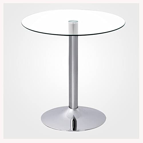 Bistrotisch, runder Sockeltisch mit Glasplatte, Küchen-Esstisch aus Glas, 60/70/80 cm, moderner runder 2-4-Sitzer-Frühstücks-Bistrotisch mit Chromsockel (Größe: 70 cm, Farbe: transparent) von KUviez