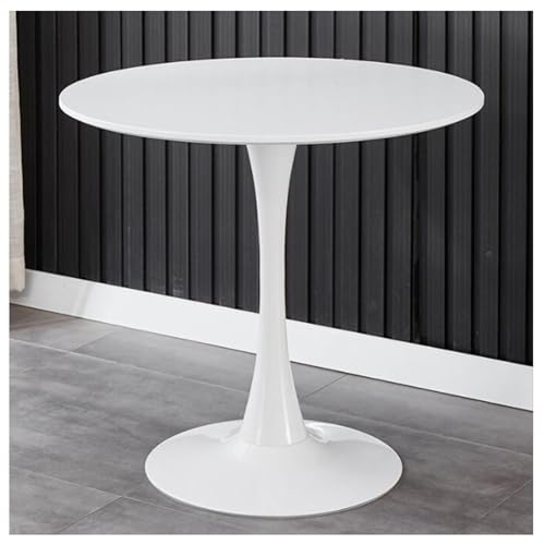 Bistrotisch, skandinavischer moderner runder Esstisch für Kaffee, Milch, Teeladen, einfacher Kleiner Tisch für Küche, Esszimmer und Wohnzimmer (Größe: 60 cm, Farbe: Weiß) von KUviez