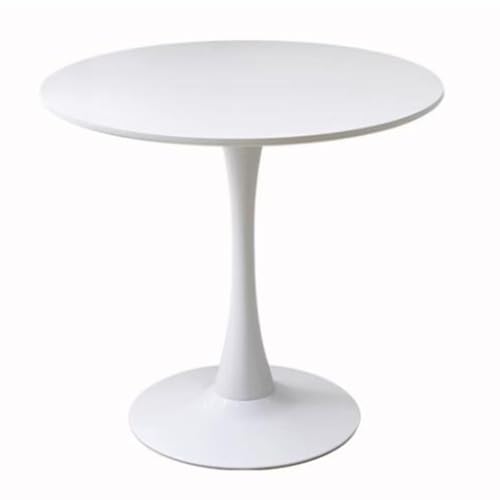 Bistrotisch, weißer Tisch mit MDF-Platte, moderner runder Esstisch, Milchteeladentisch, kleine Küche, Esszimmermöbel, Sockel-Esstisch, Freizeittisch, Wohnzimmertisch (Größe: 60 x 60 x 73 cm, von KUviez