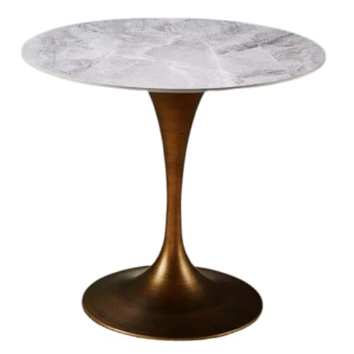 Bistrotisch Moderner runder Esstisch mit bedruckter Marmortischplatte, Metallsockel Bistrotisch Tulpentisch Küchentisch mit 220 Pfund Kapazität (Größe: 100 x 100 x 74 cm, Farbe: 1) von KUviez