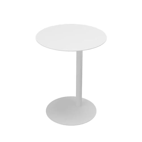 Bistrotisch Weißer Metallstahl Kleiner runder Tisch, mehr Größe, hoher Bistro-Pub-Tisch, Thekenhöhentisch für Küche, Esszimmer, Wohnzimmer (Größe: Dia50xH70cm) von KUviez