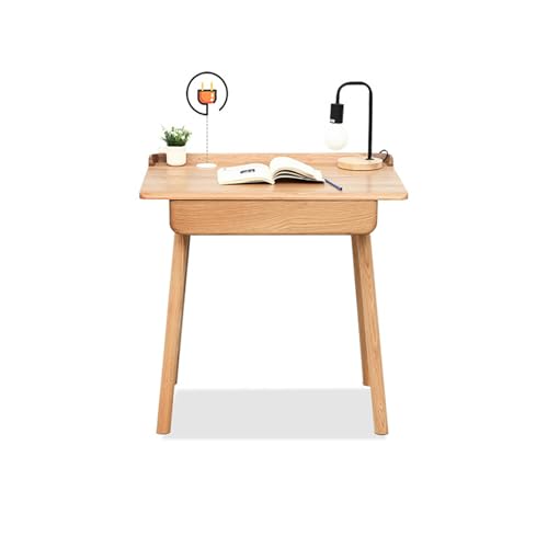 Gaming-Schreibtisch, japanischer, einfacher Massivholz-Computertisch mit Schubladen, Stauraum und Klappen, Laptop-Schreibtisch, Arbeitstisch, Arbeitstisch, USB-Steckdose, Tisch für Büro und Zuhause von KUviez