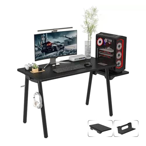 KUviez Gaming-Schreibtisch, Computertisch mit Kohlefaser-Textur, Gaming-Tisch, äußerer Büroarbeitsplatz mit Einsteck- und Zapfenstruktur und acht Zeichen (Farbe: Host-Tablett, Größe: 120 cm) von KUviez