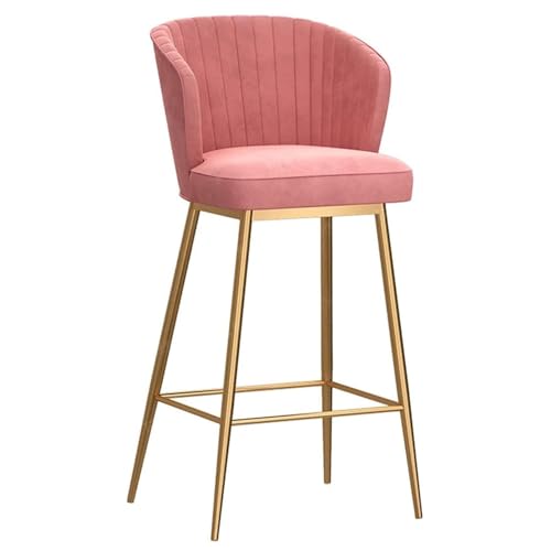 KUviez Thekenhöhenhocker, Barstühle, ergonomische Samt-Barhocker, Gebogene Rückenlehne, hohe Barhocker, Frühstücks- und Kücheninselstuhl, Bequeme große Sitzpolster, Fußstütze und rutschfeste Matten von KUviez
