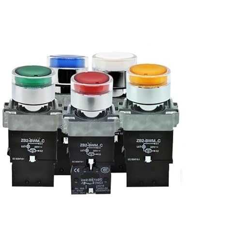 LED-Tastenschalter XB2-BWB XB2-BWM XB2-BW34B1C XB2-BW33B1C Selbstrückstellend und selbstsperrend(XB2-BW36M1C 1NO) von KVEIYIIC