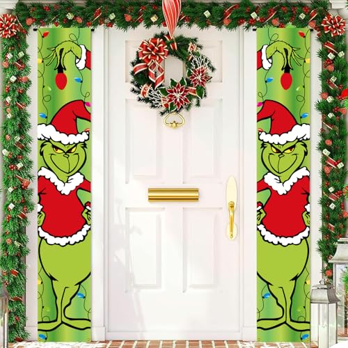 Weihnachtsbanner Tür - 2 Stück Türdeko Weihnachten Dekoration Zum Aufhängen - Für Drinnen Und Draußen von KVGBNT