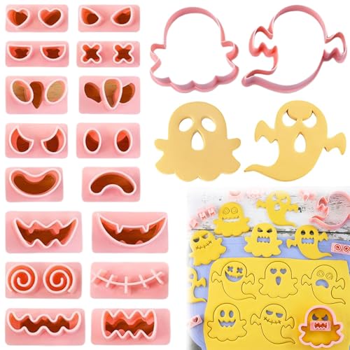 Halloween Keksausstecher, 10 Stück Halloween Deko Aesthetic 3D Kunststoff Pressbarer Geist Halloween Ausstechformen Set, Ausstechformen Halloween Für Halloween Party Dekorationen, Backform Halloween von KVGBNT