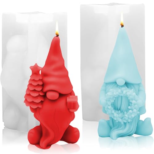 Silikonform Wichtel, Silikonformen Gießformen, 2 Stück Kerzen Selber Machen Set, DIY Silikonform Weihnachten, Silikon Gießform Wichtel, Gießformen Silikon, Gießform Wichtel Für Duftkerzen Geschenke von KVGBNT