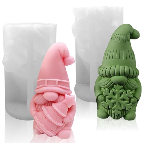 Silikonform Wichtel, Silikonformen Gießformen, 2 Stück Kerzen Selber Machen Set, DIY Silikonform Weihnachten, Silikon Gießform Wichtel, Gießformen Silikon, Gießform Wichtel Für Duftkerzen Geschenke von KVGBNT