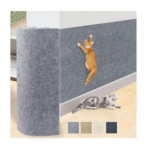 KVIDA Kratzmatte für Katzen, zuschneidbar, selbstklebend, für Couch-Möbel oder Wandschutz, Abdeckung von Katzenturm und Ersatz-Pads, Hellgrau, 250 x 39,9 cm von KVIDA