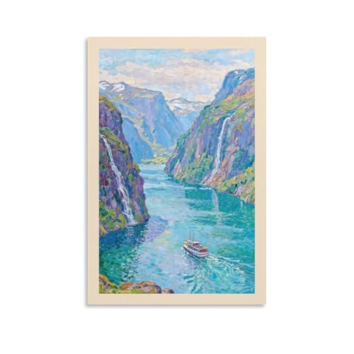 KVIINKD Geirangerfjord Norwegen Wasserfall Impressionismus Wohnzimmer Schlafzimmer Dekor Moderne ästhetische Wandkunst Poster Geschenk für Freunde Unframe-Stil 60 x 90 cm KVIINKD Geirangerfjord Norwegen Wasserfall Impressionismus Wohnzimmer Schlafzimmer Dekor Moderne ästhetische Wandkunst Poster Geschenk für Freunde Unframe-Stil 60 x 90 cm von KVIINKD