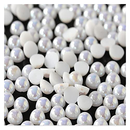 Bastelperlen,Perlen Zum Basteln Lose 1,5 mm 12mm weiße AB-Farbe DIY-halbe runde Flatback-Perlenperlen Kunststoffimitation Halbperlen für Nageldekoratio (Color : 1point5mm 10000pcs) von KVIVI