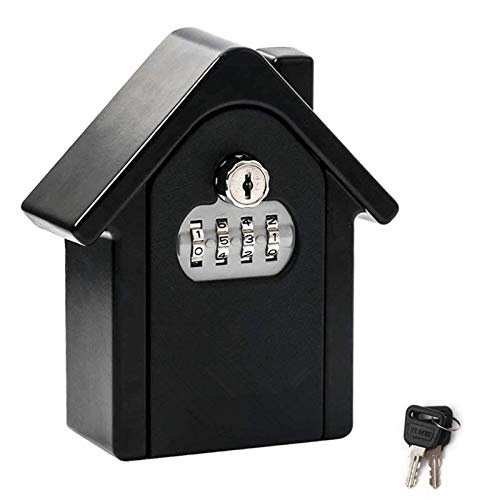 SchlüSselbox Zur Wandmontage Kleine Hausform Ersatztaste sicherer Aufbewahrungsbox Familie wasserdichte Push-Button-Code-Kombination Passwort CAS (Size : Black) von KVIVI