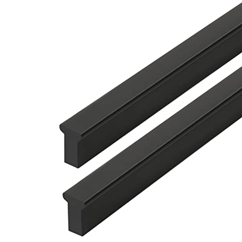 KVLDEC Schwarze Schubladengriffe T-Förmige Küchengriffe Schrankgriffe 2 Stück Schranktürgriffe Garderoben Griffe Massive Möbelgriffe, Aluminiumlegierung (Length 180mm) von KVLDEC