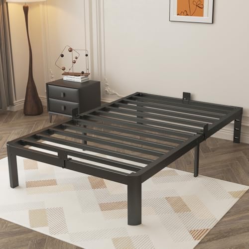 KVLKBV Lit Simple 90 x 190 cm, Cadre Noir Avec pattines antidérapantes et Grand Espace de Rangement (35,5 cm), idéal Pour la Chambre à Coucher et la Chambre d'amis von KVLKBV