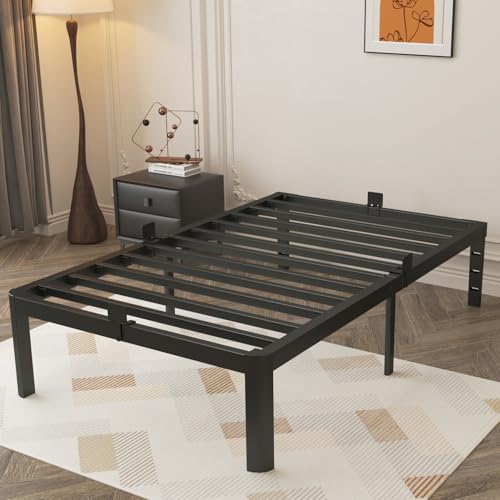 KVLKBV Lit Simple 90 x 190 cm, Cadre Noir Avec pattines antidérapantes et Grand Espace de Rangement (41 cm), idéal Pour la Chambre à Coucher et la Chambre d'amis von KVLKBV