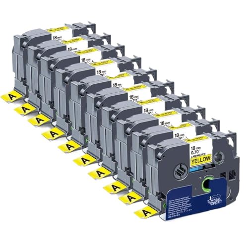 KVMRshn 10pcs Druckerbänder kompatibel mit 18 mm laminiertem Etikett 641 Kompatibel mit 641 Schwarz auf gelbe Etikett Maker Ersatzbänder KVMRshn 10pcs Druckerbänder kompatibel mit 18 mm laminiertem Etikett 641 Kompatibel mit 641 Schwarz auf gelbe Etikett Maker Ersatzbänder von KVMRshn