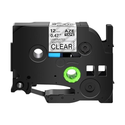 KVMRshn 12 mm schwarz auf weißes laminiertem Etikettband, kompatibel mit TZ-231 Tze-241-Bändern Kompatibel mit PTH110-Drucker und ähnliche Modelle(Matt Black on Clear) von KVMRshn