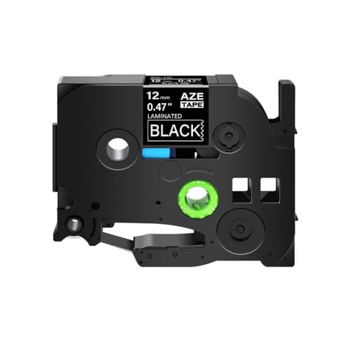KVMRshn 12 mm schwarz auf weißes laminiertem Etikettband, kompatibel mit TZ-231 Tze-241-Bändern Kompatibel mit PTH110-Drucker und ähnliche Modelle(White on Black) von KVMRshn