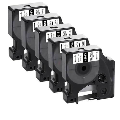 KVMRshn 15x 45013 45010 D1 Labelband 12mm 45018 kompatibel mit Etikettendrucker Kompatibel mit Labelmanager Maker 160 280 210 260p(15PK Black on White) von KVMRshn