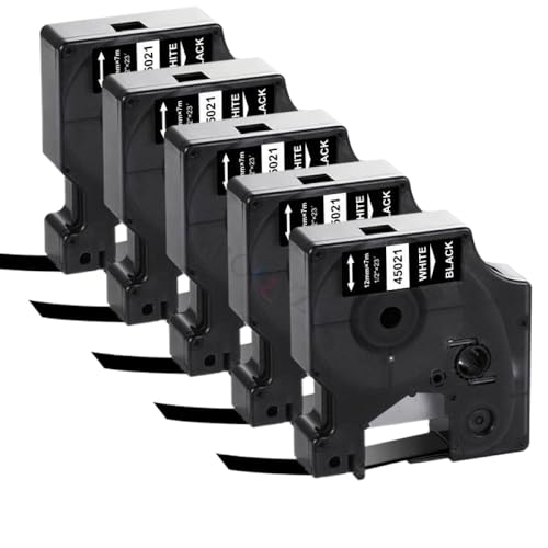 KVMRshn 15x 45013 45010 D1 Labelband 12mm 45018 kompatibel mit Etikettendrucker Kompatibel mit Labelmanager Maker 160 280 210 260p(15PK White on Black) von KVMRshn
