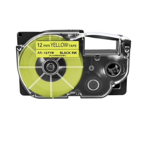 KVMRshn 1pk 12mm Standard -Labelbandkapitibel mit XR12WE XR12WE2S -Kassette funktioniert Kompatibel mit KL120 KL430 KL1500 Label Maker(Black on Fluo Yellow) von KVMRshn