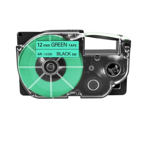 KVMRshn 1pk 12mm Standard -Labelbandkapitibel mit XR12WE XR12WE2S -Kassette funktioniert Kompatibel mit KL120 KL430 KL1500 Label Maker(Black on Green) von KVMRshn
