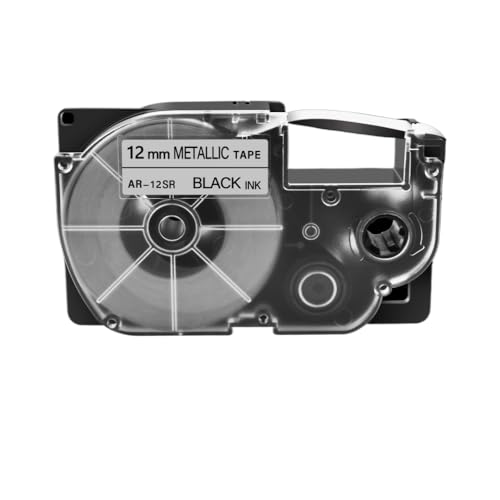 KVMRshn 1pk 12mm Standard -Labelbandkapitibel mit XR12WE XR12WE2S -Kassette funktioniert Kompatibel mit KL120 KL430 KL1500 Label Maker(Black on Silver) von KVMRshn