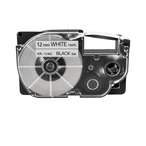 KVMRshn 1pk 12mm Standard -Labelbandkapitibel mit XR12WE XR12WE2S -Kassette funktioniert Kompatibel mit KL120 KL430 KL1500 Label Maker(Black on White) von KVMRshn