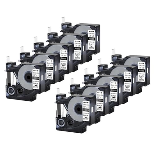 KVMRshn 3-10pcs Wärmeschreinrohr-Etikett Bänder kompatibel mit A18055 A18056 Band 12 mm Kompatibel mit Drucker 4200 5000(10PK Black on White) von KVMRshn